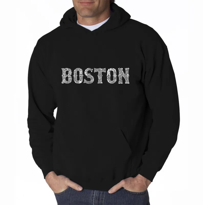 BOSTON NEIGHBORHOODS - Men's Word Art Hooded Sweatshirt sold by LA Pop Art