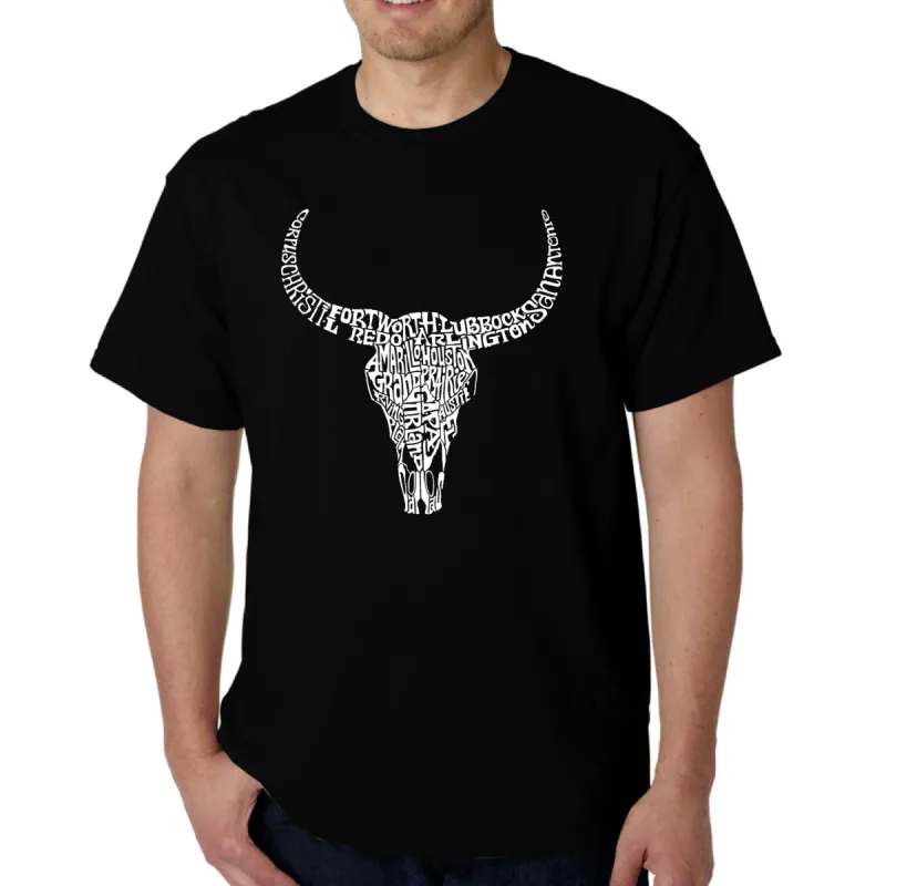 Texas Skull - Men's Word Art T-Shirt sold by LA Pop Art
