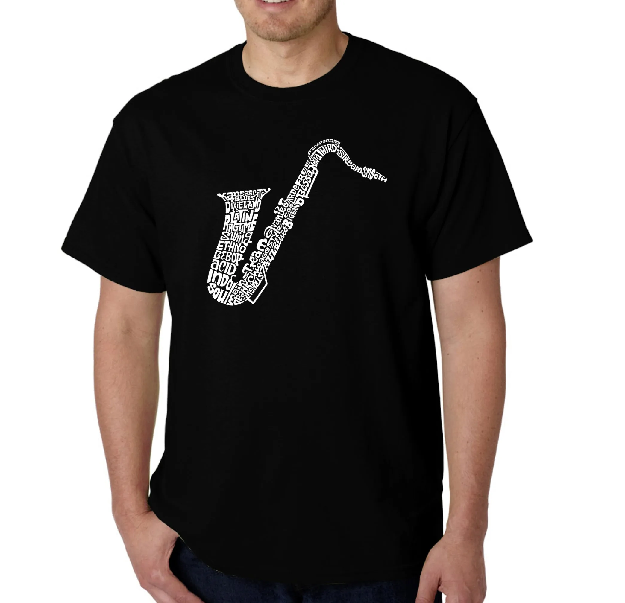 Sax - Men's Word Art T-Shirt sold by LA Pop Art