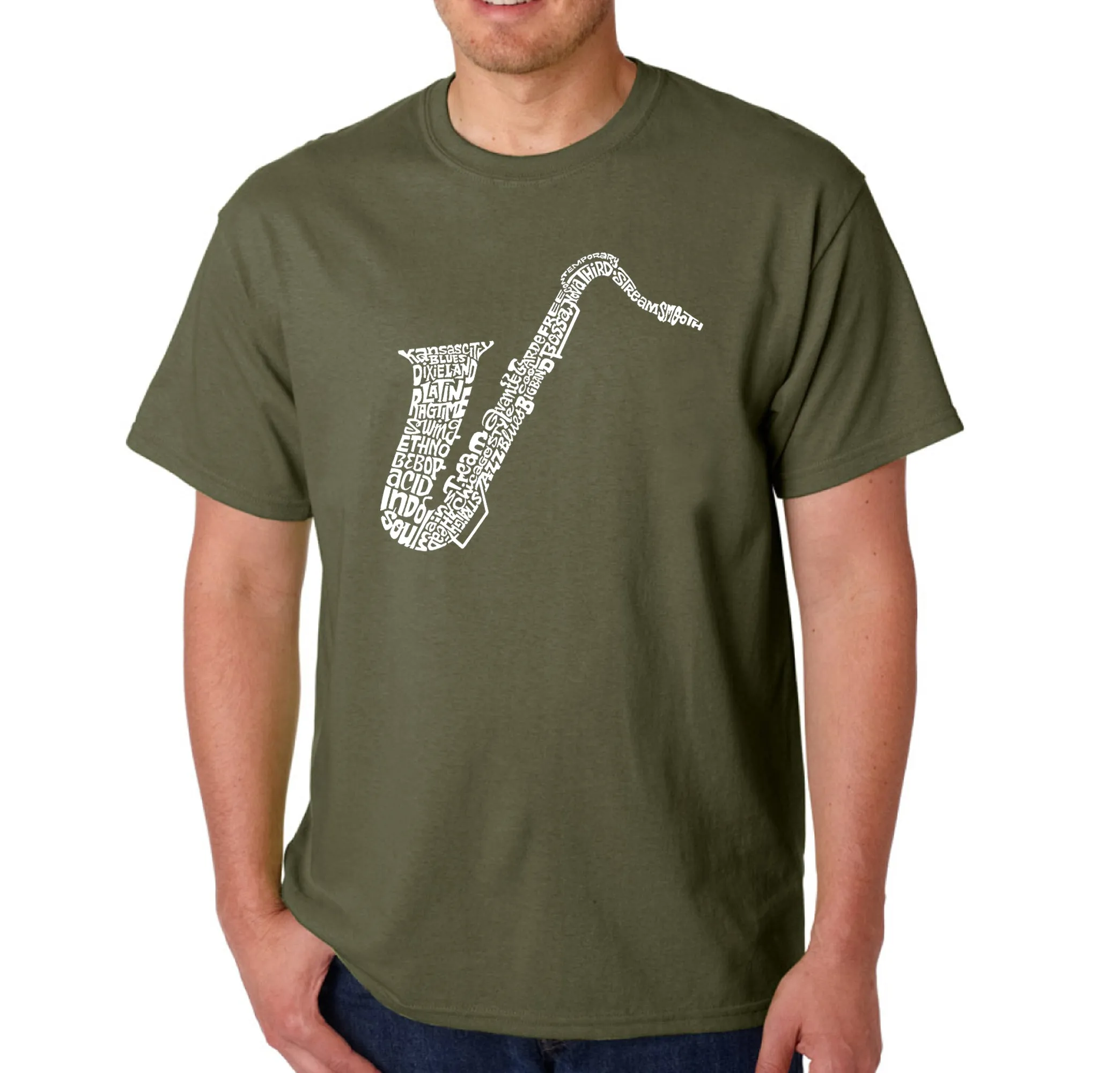 Sax - Men's Word Art T-Shirt sold by LA Pop Art product image thumbnail 5