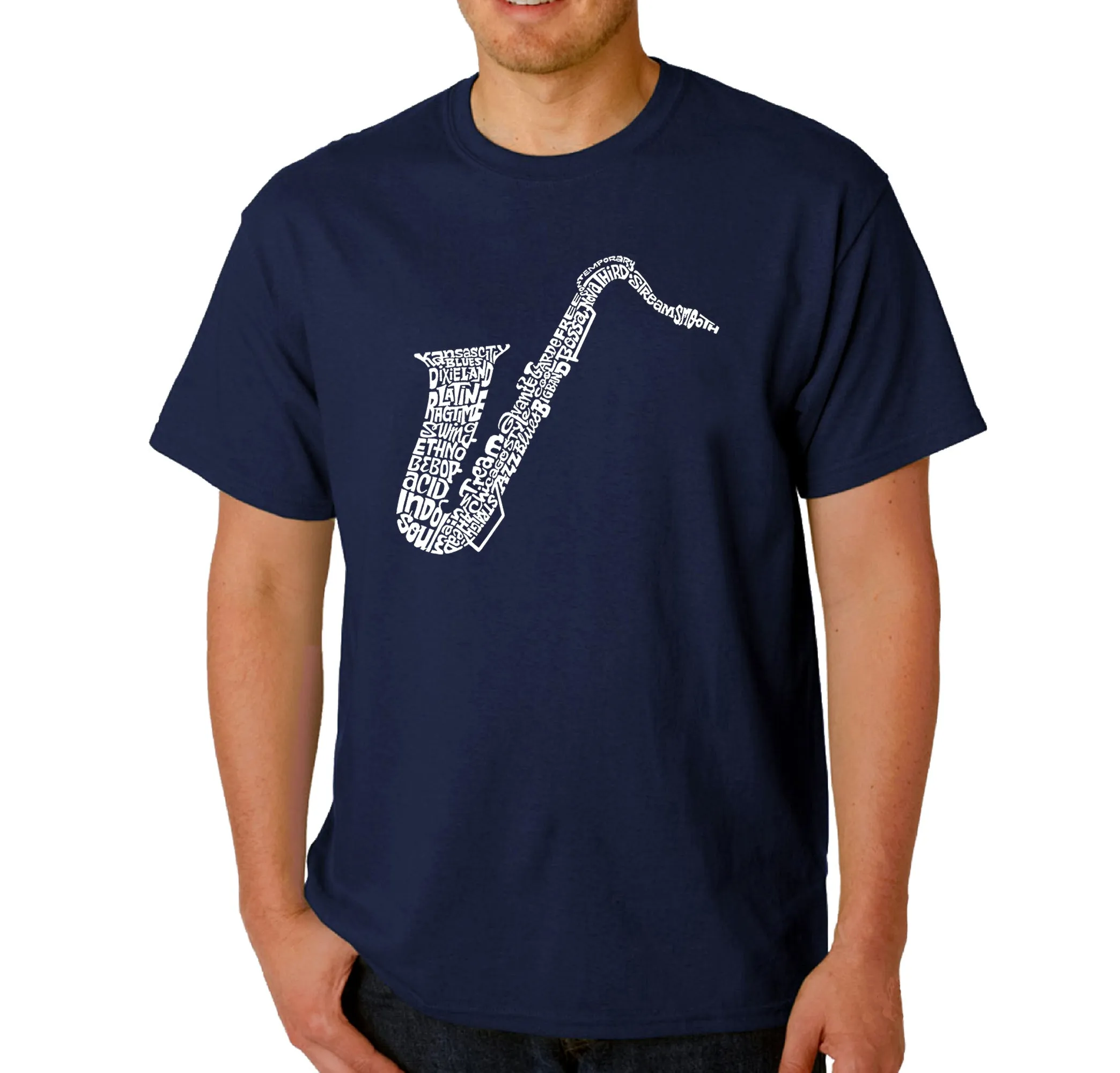 Sax - Men's Word Art T-Shirt sold by LA Pop Art product image thumbnail 3