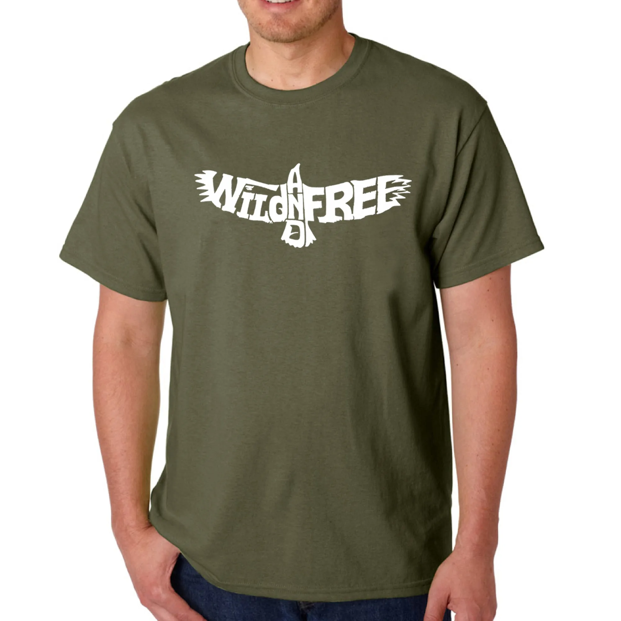 Wild and Free Eagle - Men's Word Art T-Shirt sold by LA Pop Art product image thumbnail 5