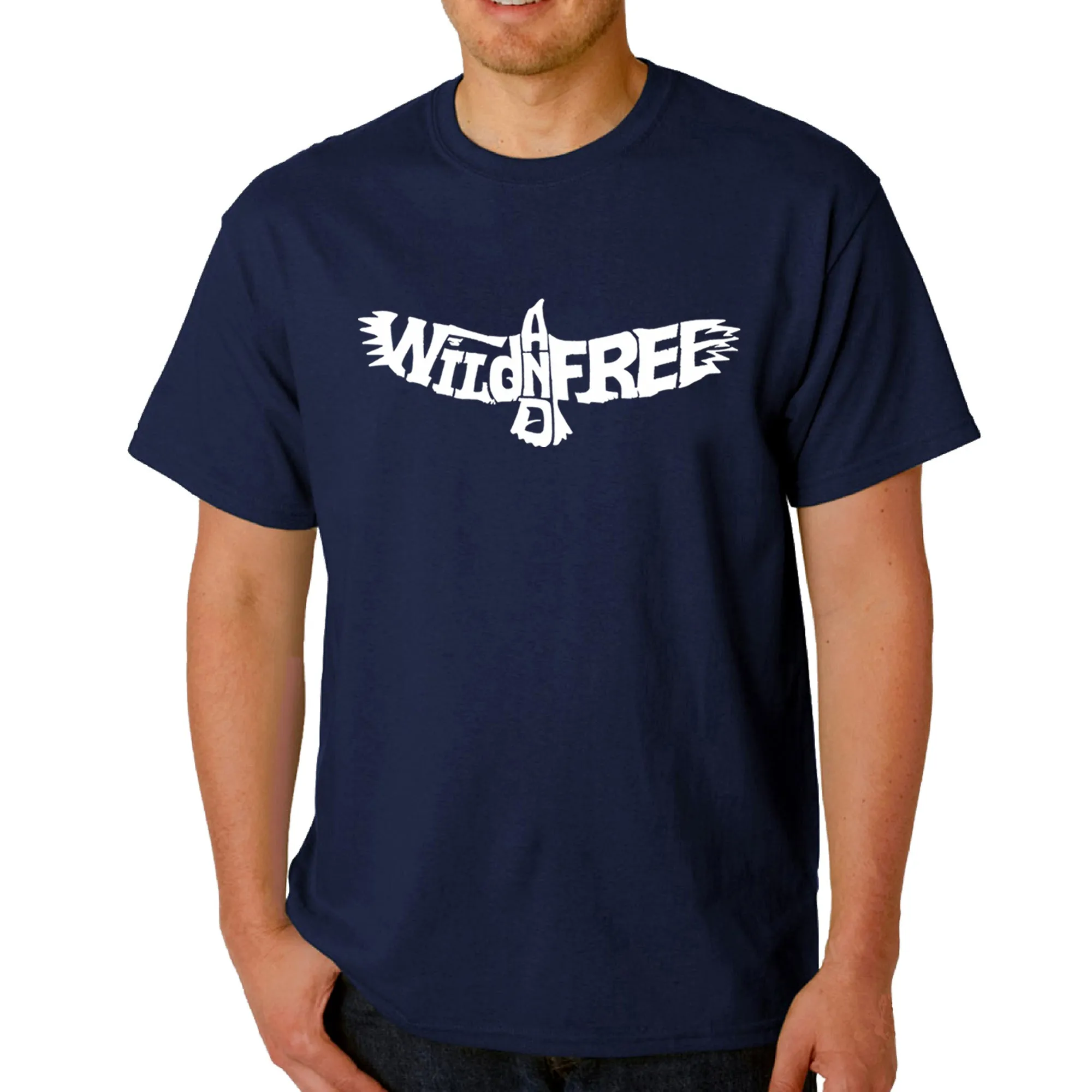 Wild and Free Eagle - Men's Word Art T-Shirt sold by LA Pop Art product image thumbnail 3