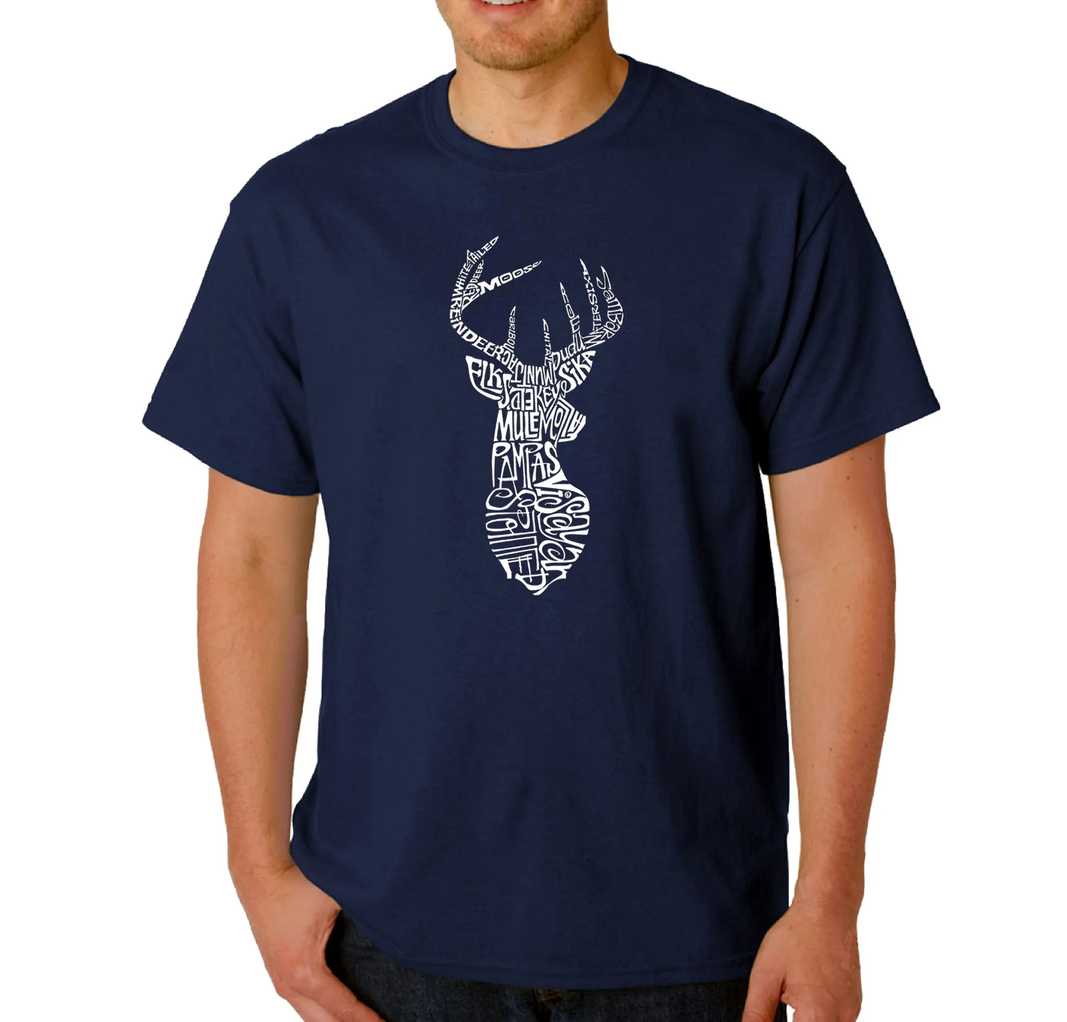 Types of Deer - Men's Word Art T-Shirt sold by LA Pop Art product image thumbnail 3