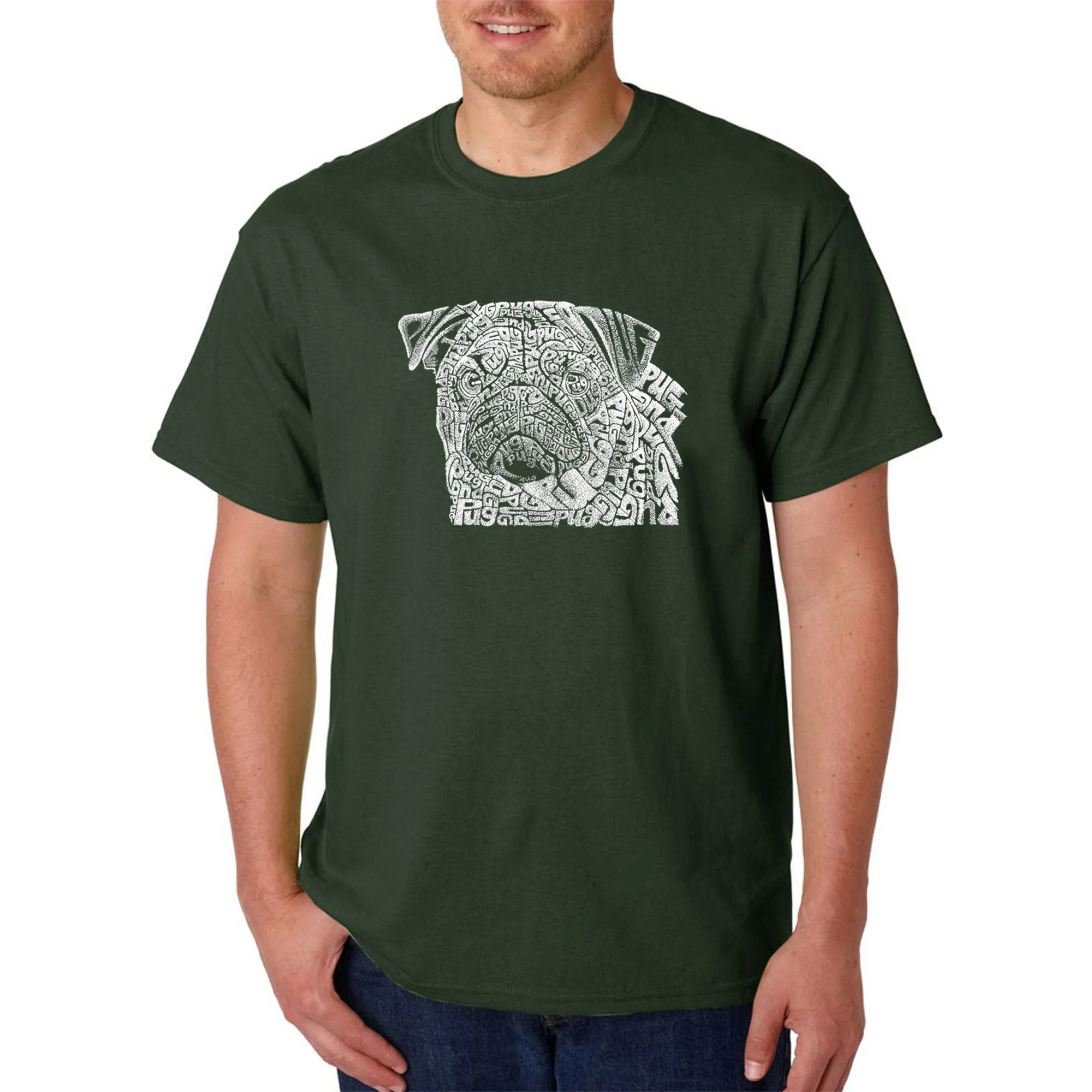 Pug Face - Men's Word Art T-Shirt sold by LA Pop Art product image thumbnail 4