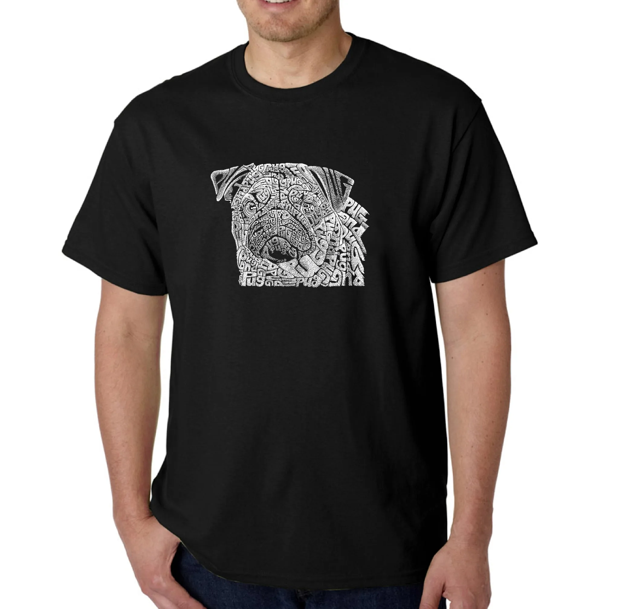 Pug Face - Men's Word Art T-Shirt sold by LA Pop Art