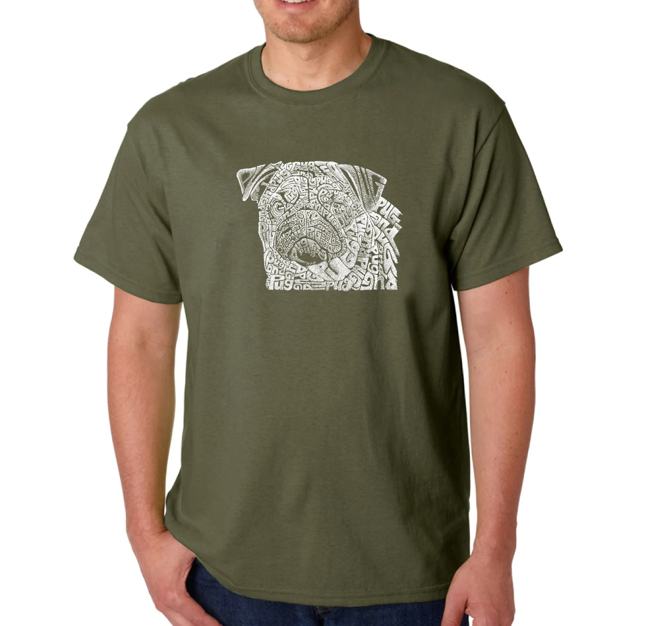 Pug Face - Men's Word Art T-Shirt sold by LA Pop Art product image thumbnail 5