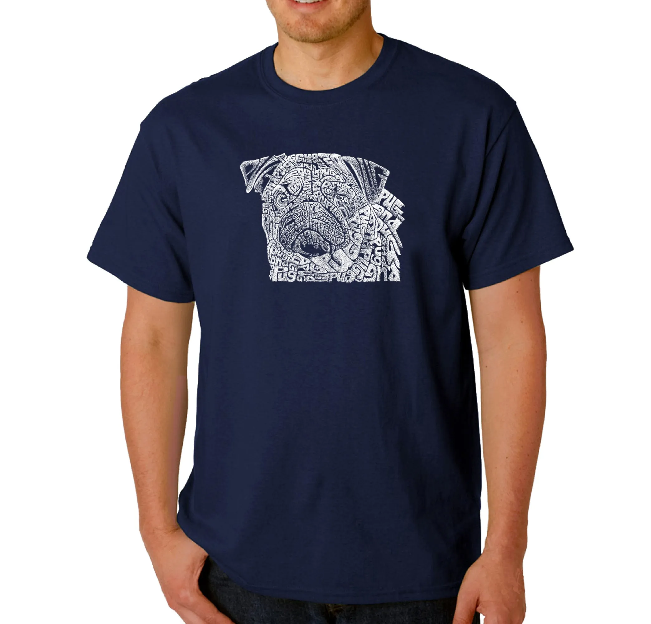 Pug Face - Men's Word Art T-Shirt sold by LA Pop Art product image thumbnail 3