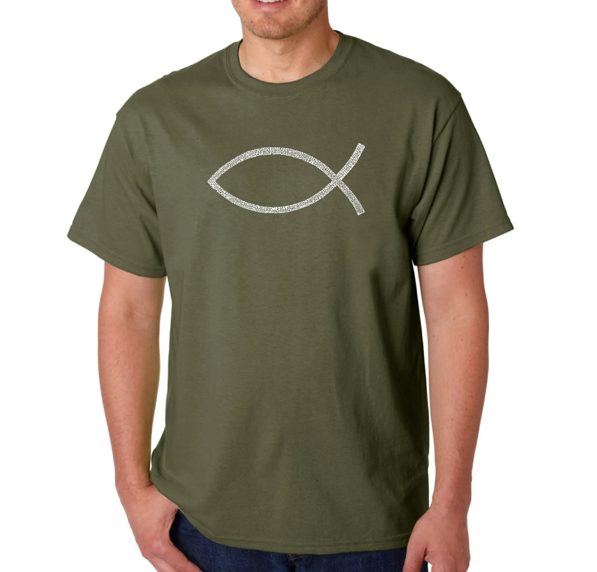 JESUS FISH - Men's Word Art T-Shirt sold by LA Pop Art product image thumbnail 5
