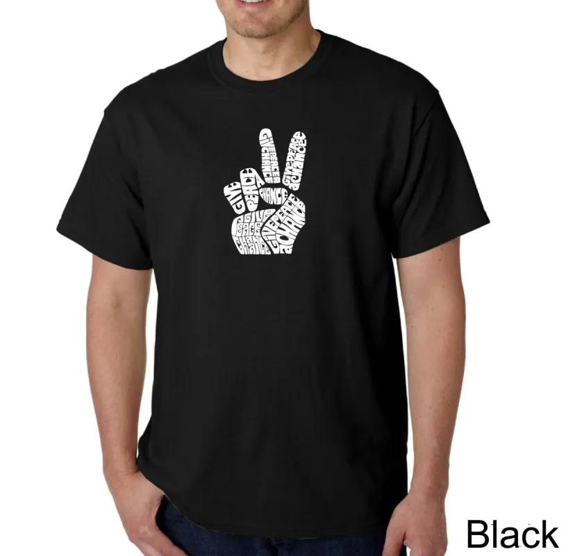 PEACE FINGERS - Men's Word Art T-Shirt sold by LA Pop Art