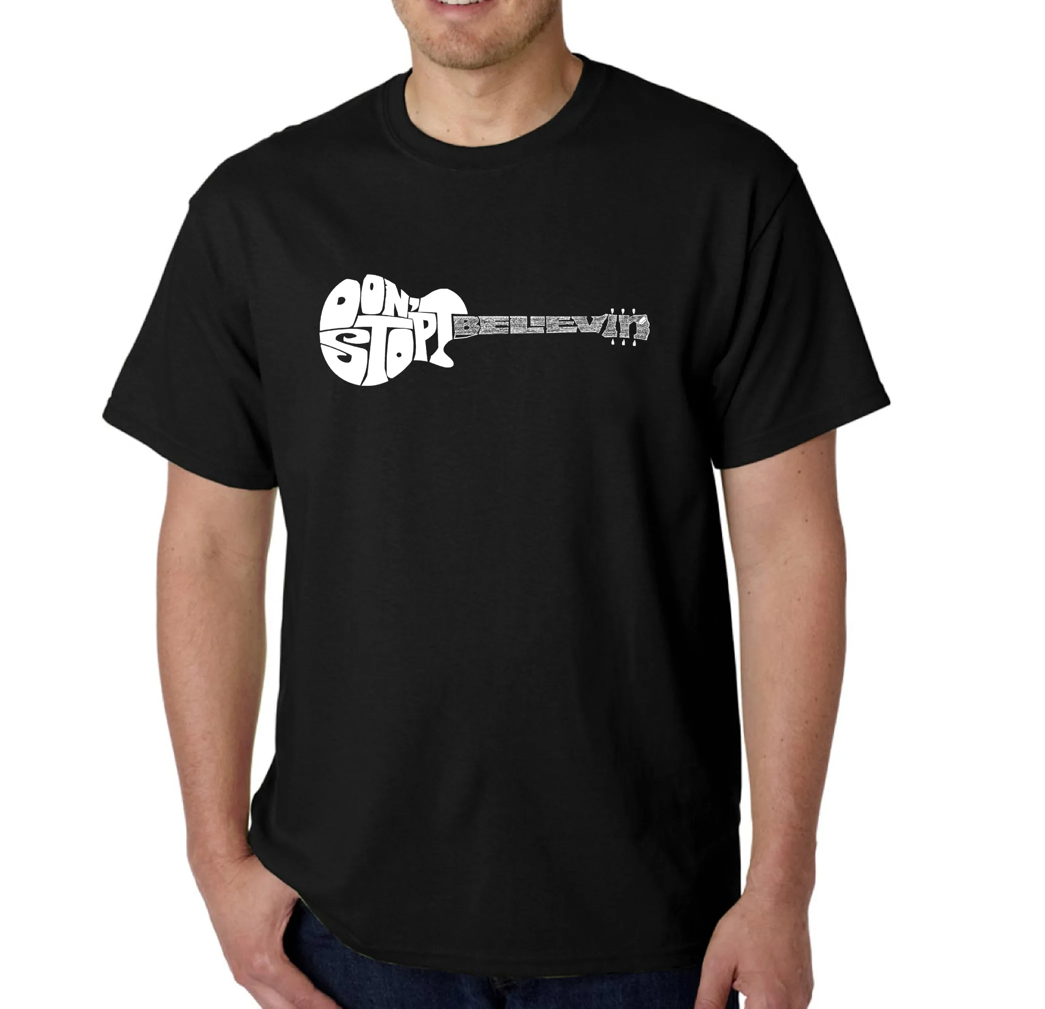 Don't Stop Believin' - Men's Word Art T-Shirt sold by LA Pop Art