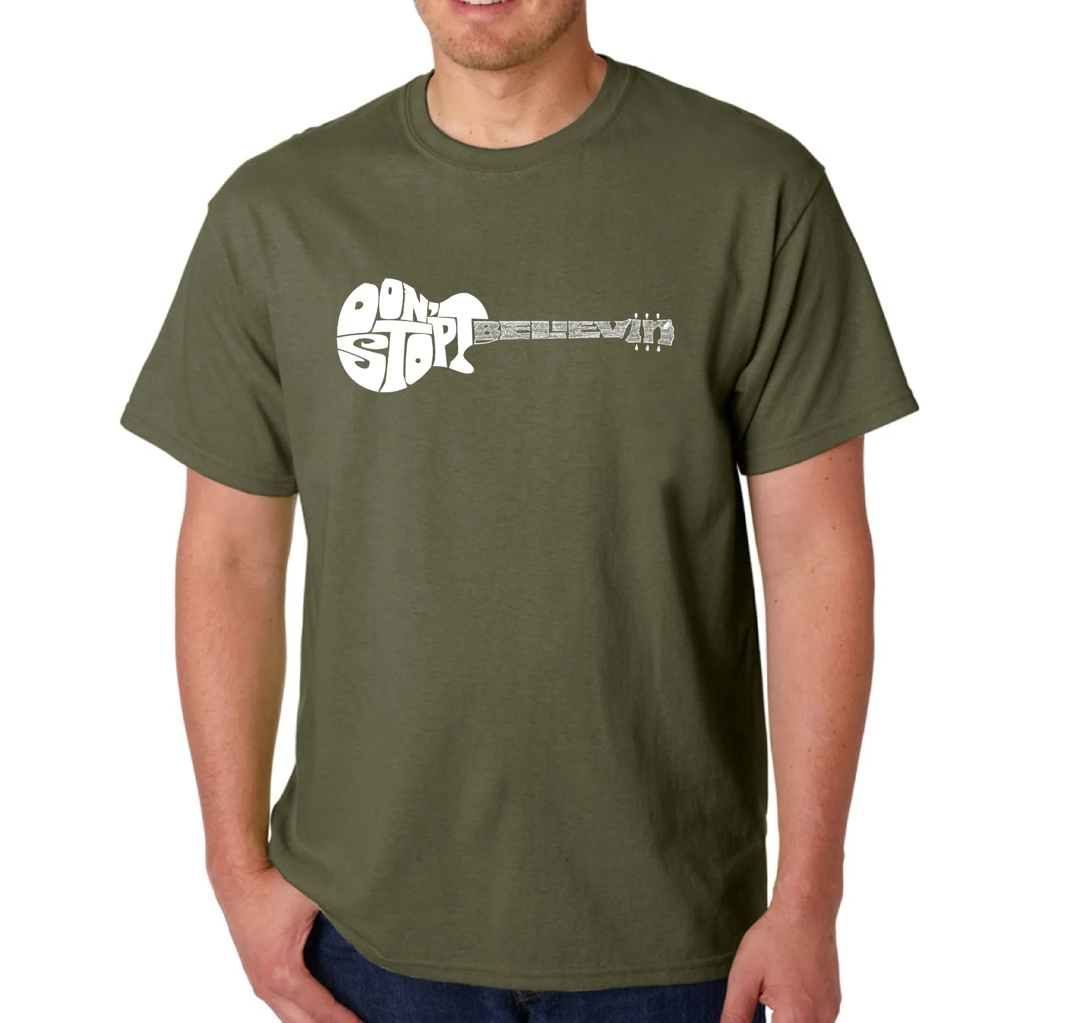 Don't Stop Believin' - Men's Word Art T-Shirt sold by LA Pop Art product image thumbnail 5