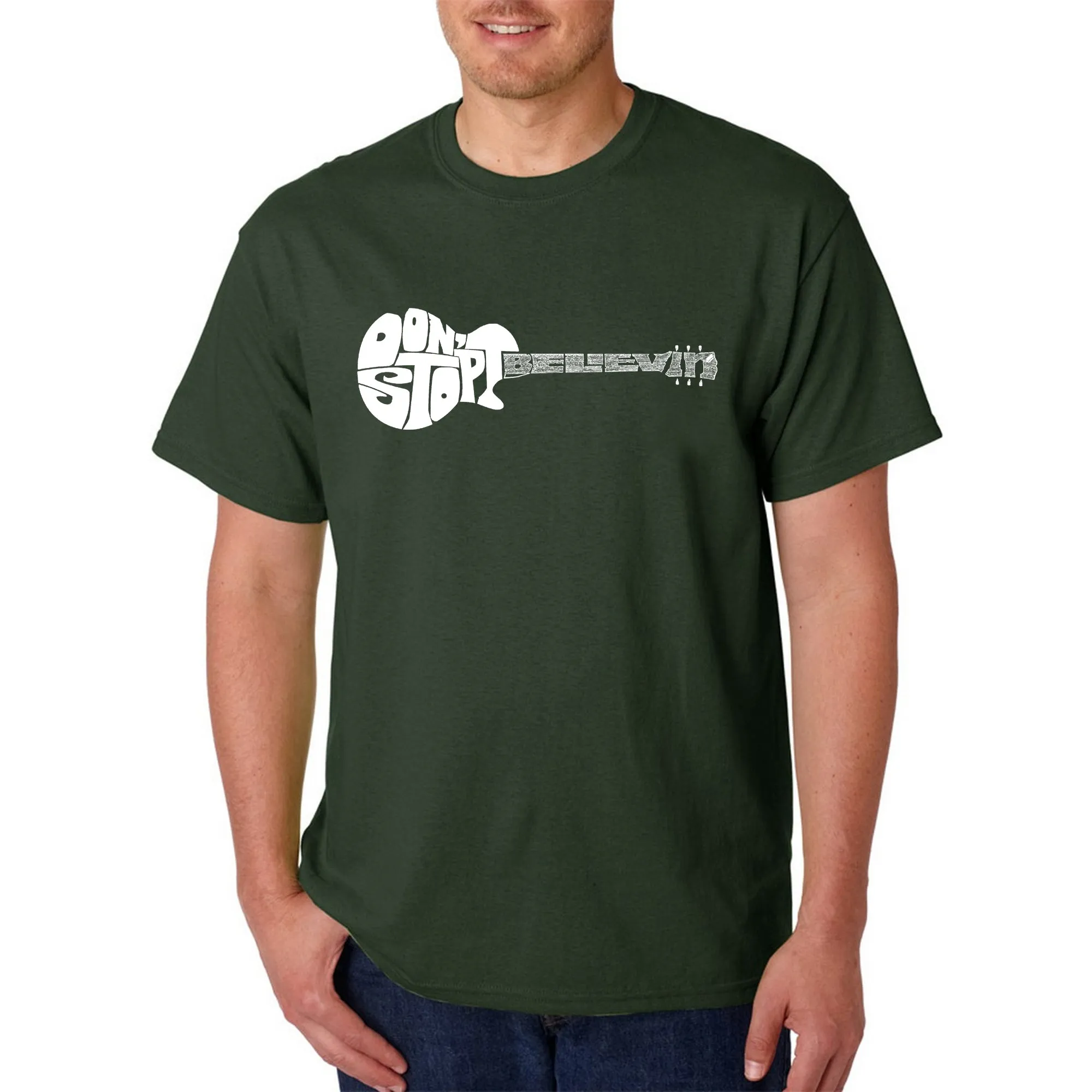 Don't Stop Believin' - Men's Word Art T-Shirt sold by LA Pop Art product image thumbnail 4