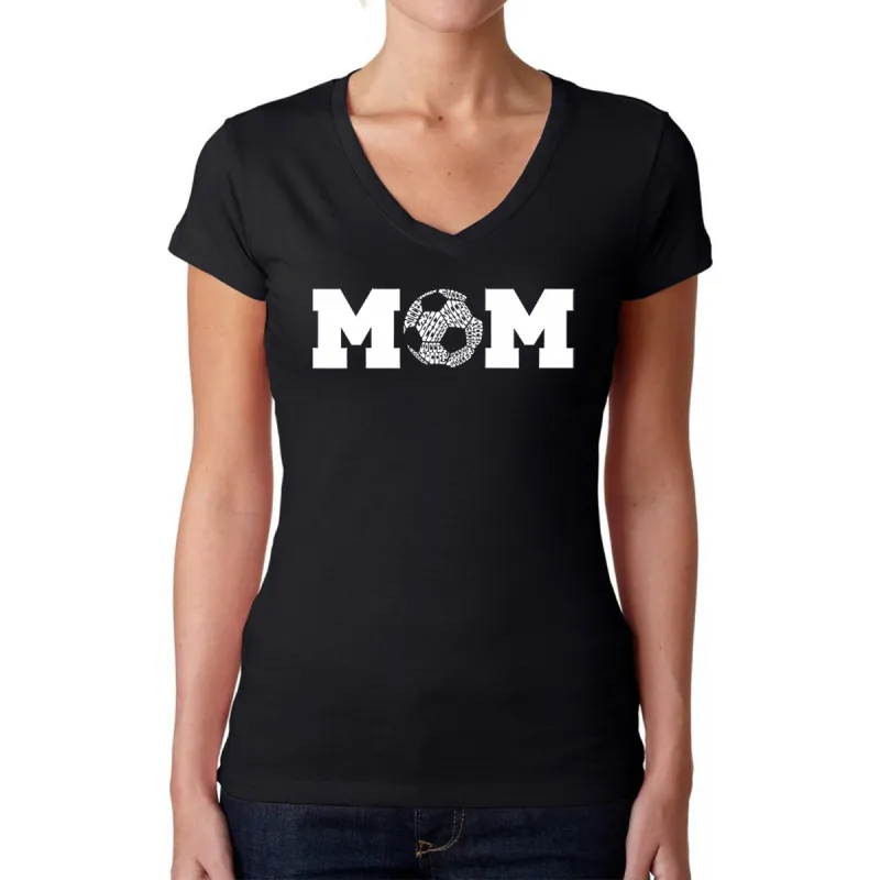 Soccer Mom - Women's Word Art V-Neck T-Shirt sold by LA Pop Art