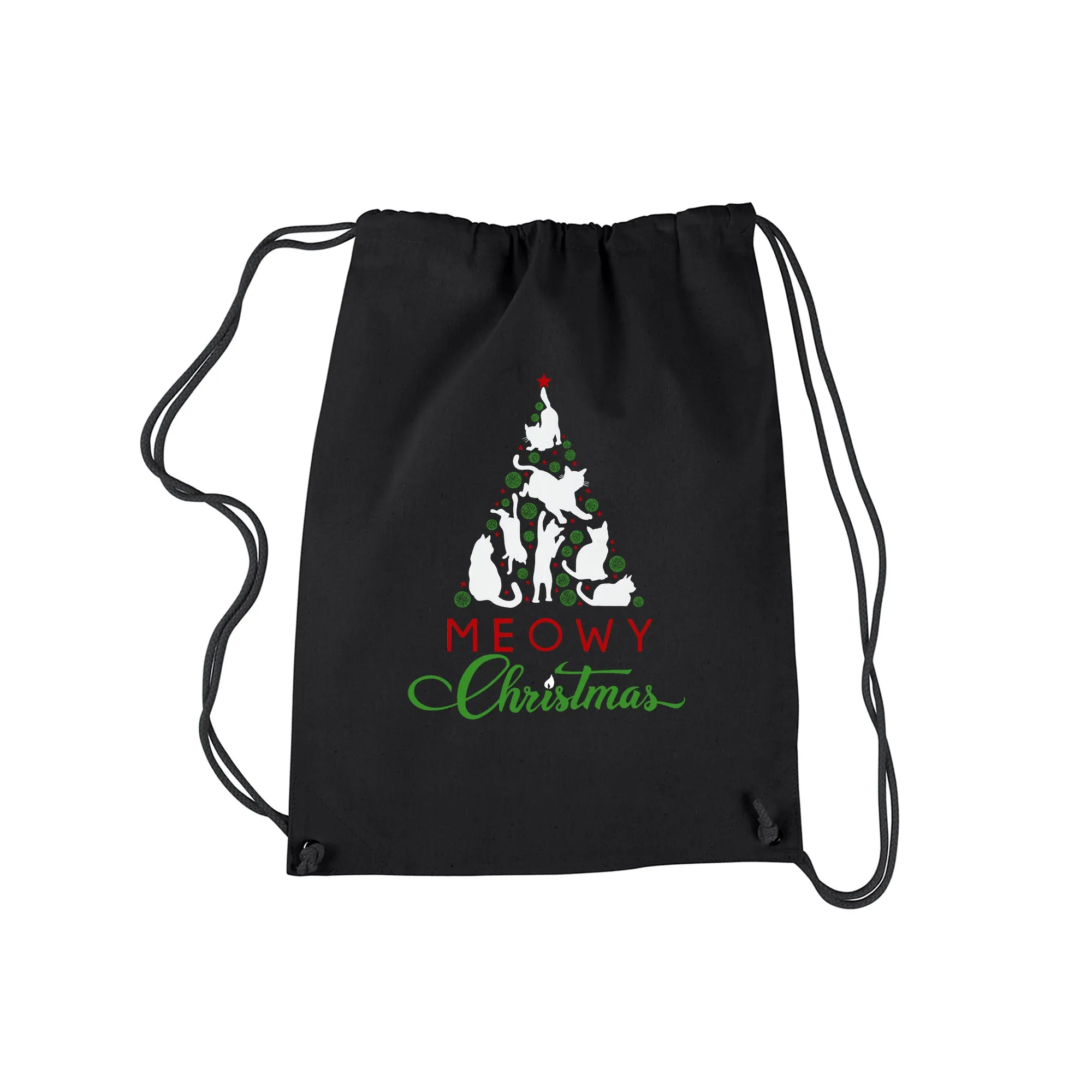 Meowy Christmas Tree - Drawstring Backpack sold by LA Pop Art