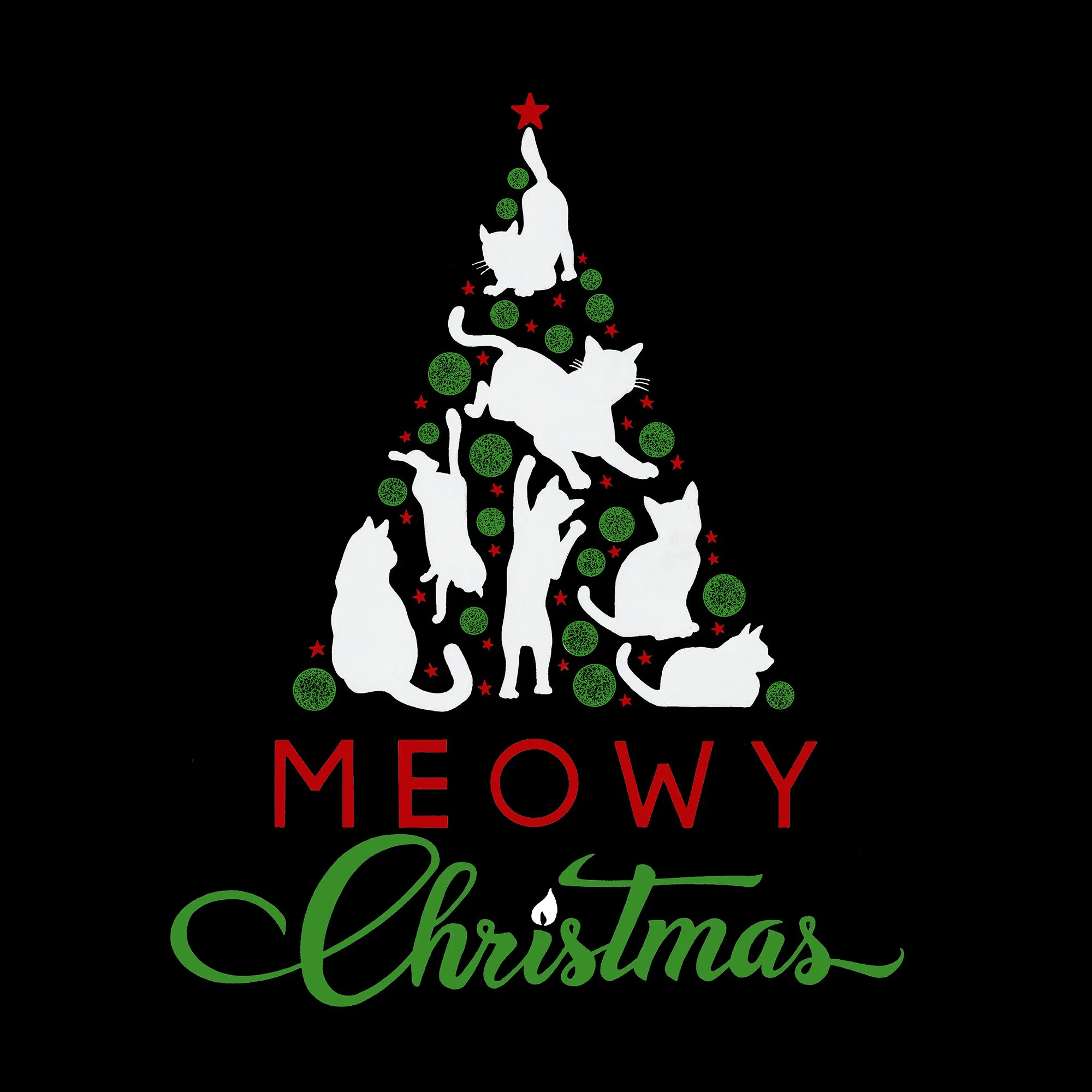 Meowy Christmas Tree - Men's Word Art Crewneck Sweatshirt sold by LA Pop Art product image thumbnail 2