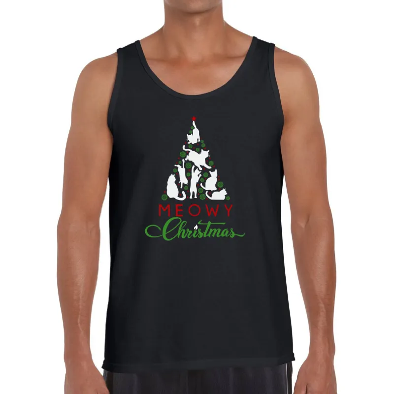 Meowy Christmas Tree - Men's Word Art Tank Top sold by LA Pop Art