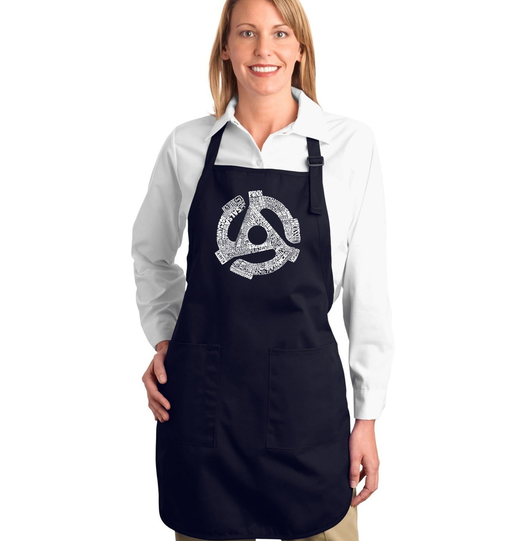 Record Adapter - Full Length Word Art Apron sold by LA Pop Art product image thumbnail 4