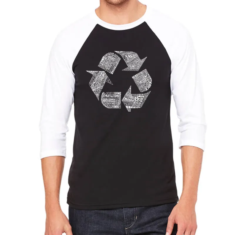 86 RECYCLABLE PRODUCTS - Men's Raglan Baseball Word Art T-Shirt sold by LA Pop Art