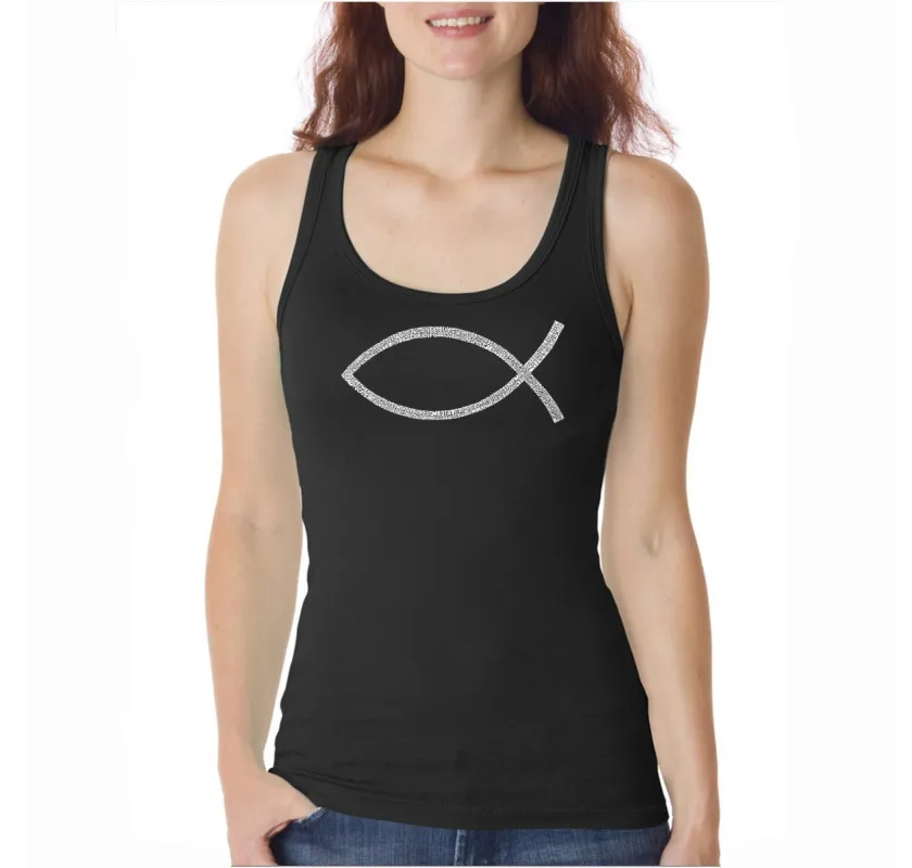 JESUS FISH - Women's Word Art Tank Top sold by LA Pop Art