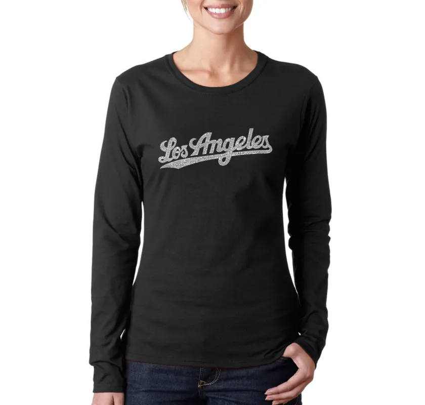 LOS ANGELES NEIGHBORHOODS - Women's Word Art Long Sleeve T-Shirt sold by LA Pop Art