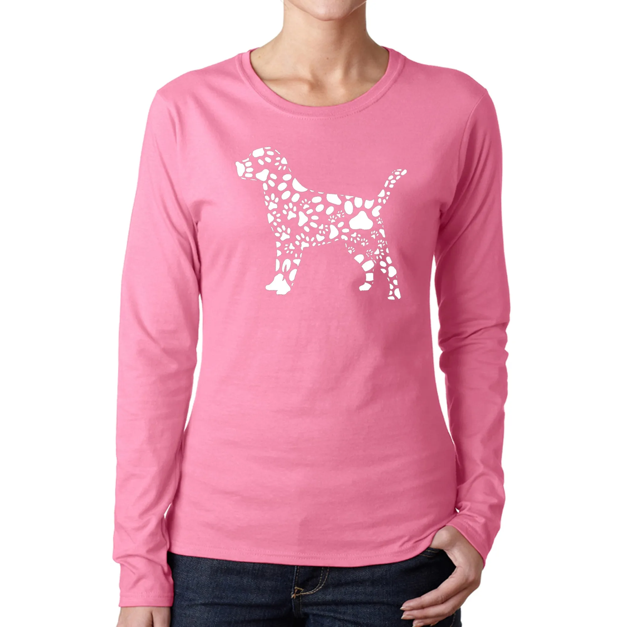 Dog Paw Prints - Women's Word Art Long Sleeve T-Shirt sold by LA Pop Art product image thumbnail 3