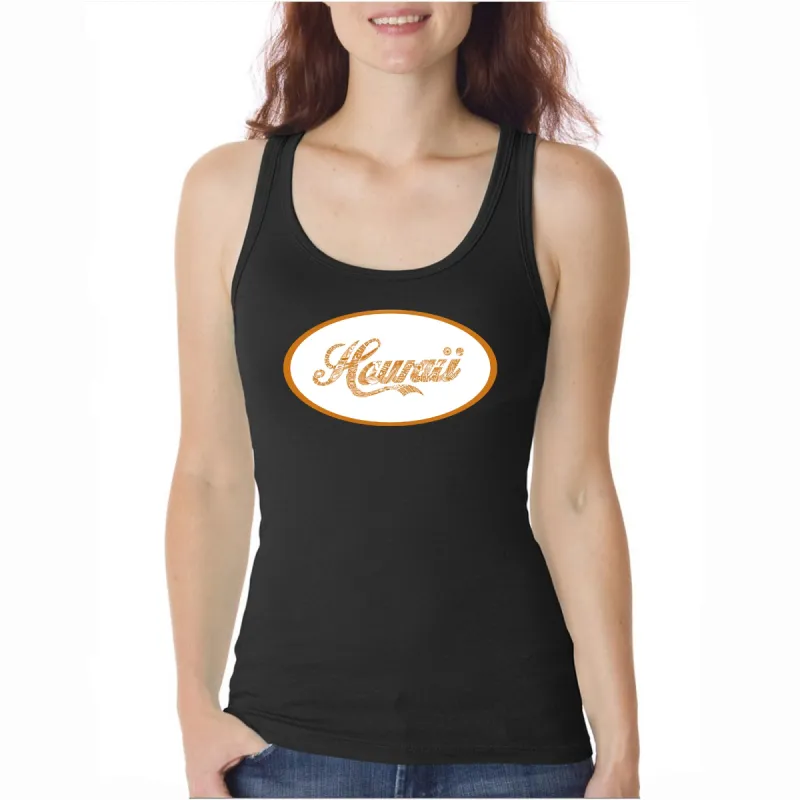 HAWAIIAN ISLAND NAMES & IMAGERY - Women's Word Art Tank Top sold by LA Pop Art