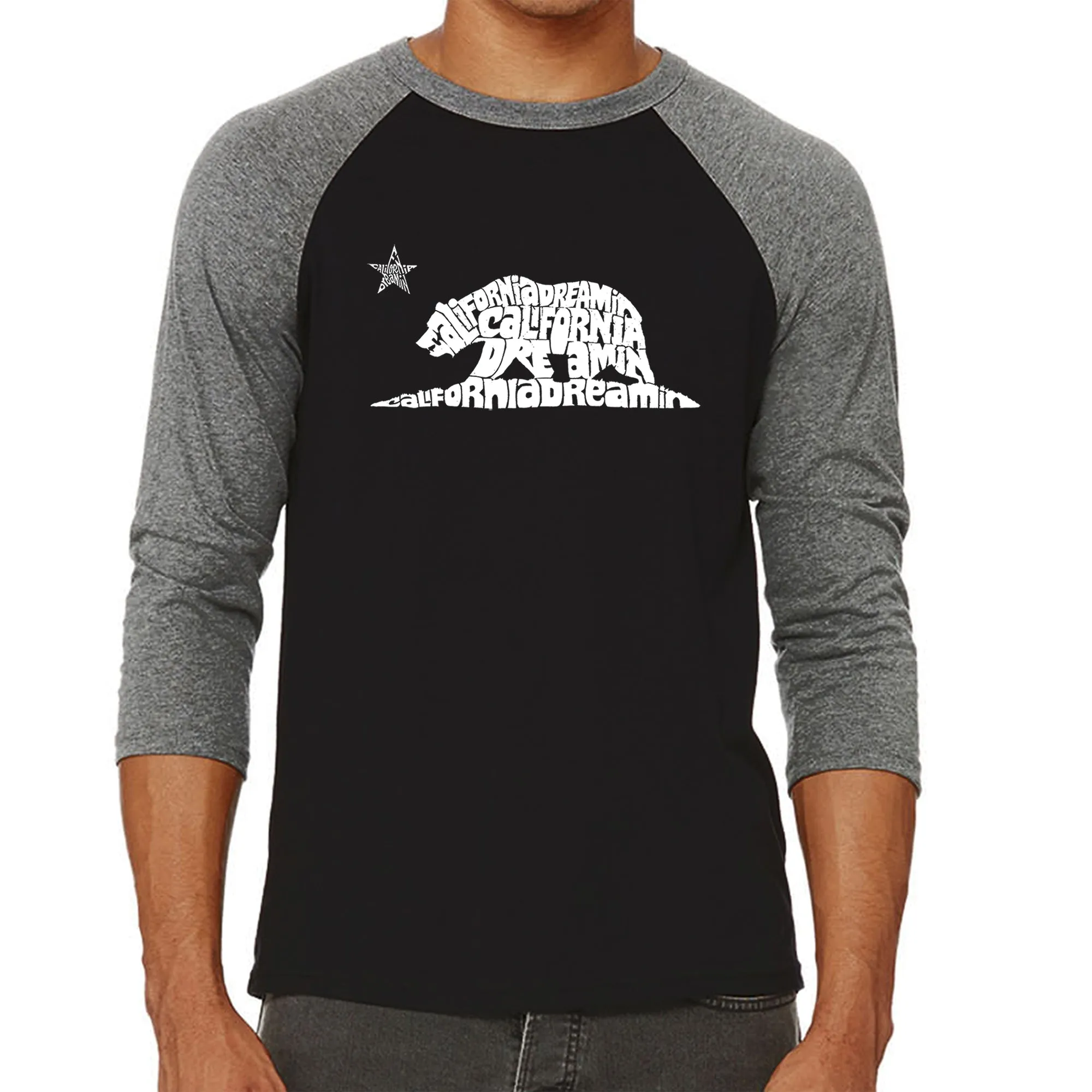 California Dreamin - Men's Raglan Baseball Word Art T-Shirt sold by LA Pop Art product image thumbnail 4