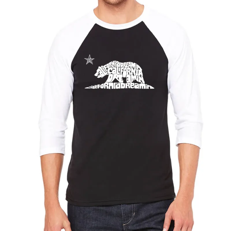 California Dreamin - Men's Raglan Baseball Word Art T-Shirt sold by LA Pop Art