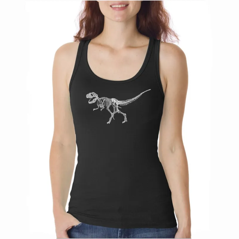 Dinosaur T-Rex Skeleton  - Women's Word Art Tank Top sold by LA Pop Art