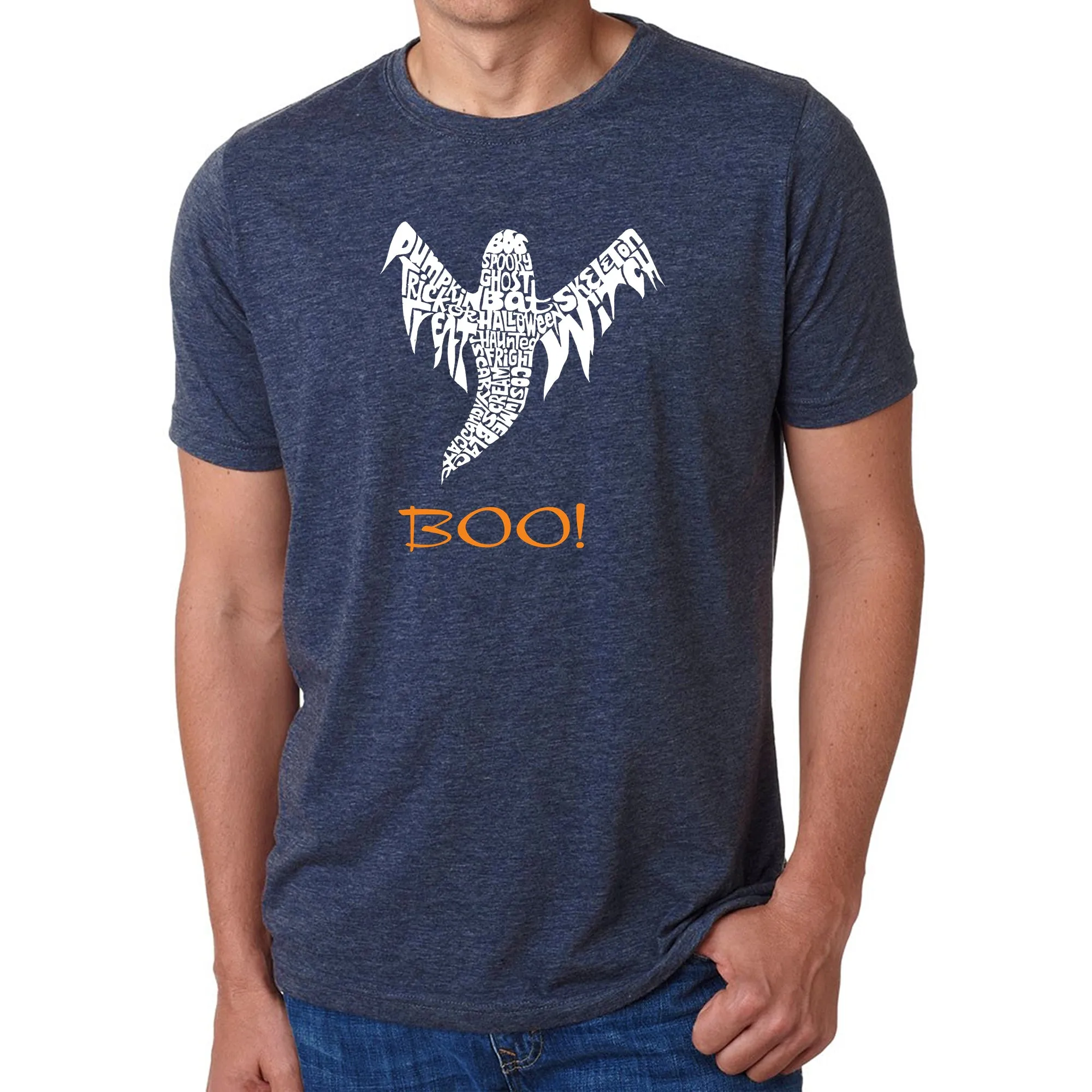 Halloween Ghost - Men's Premium Blend Word Art T-Shirt sold by LA Pop Art product image thumbnail 3