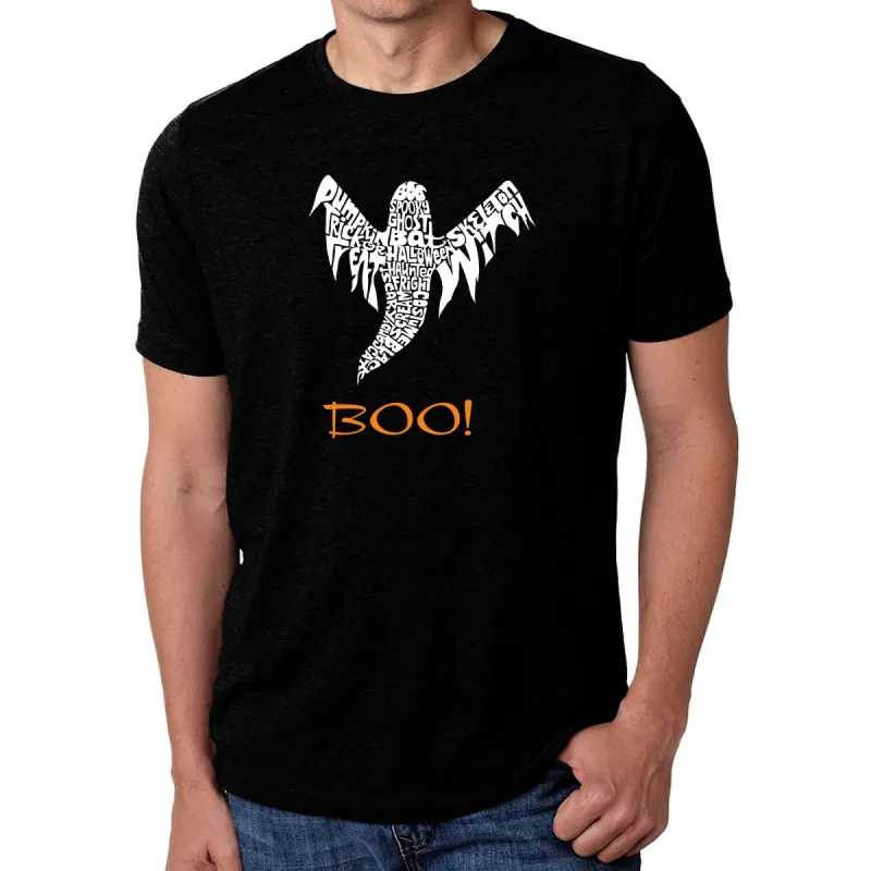 Halloween Ghost - Men's Premium Blend Word Art T-Shirt sold by LA Pop Art