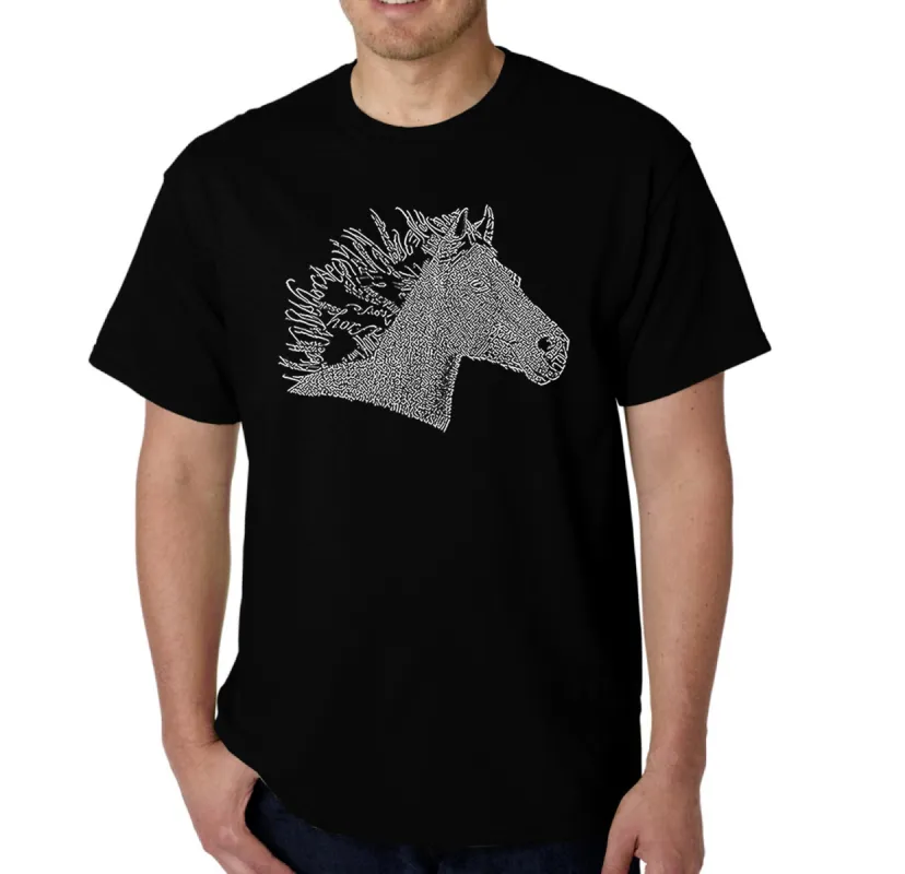 Horse Mane - Men's Word Art T-Shirt sold by LA Pop Art