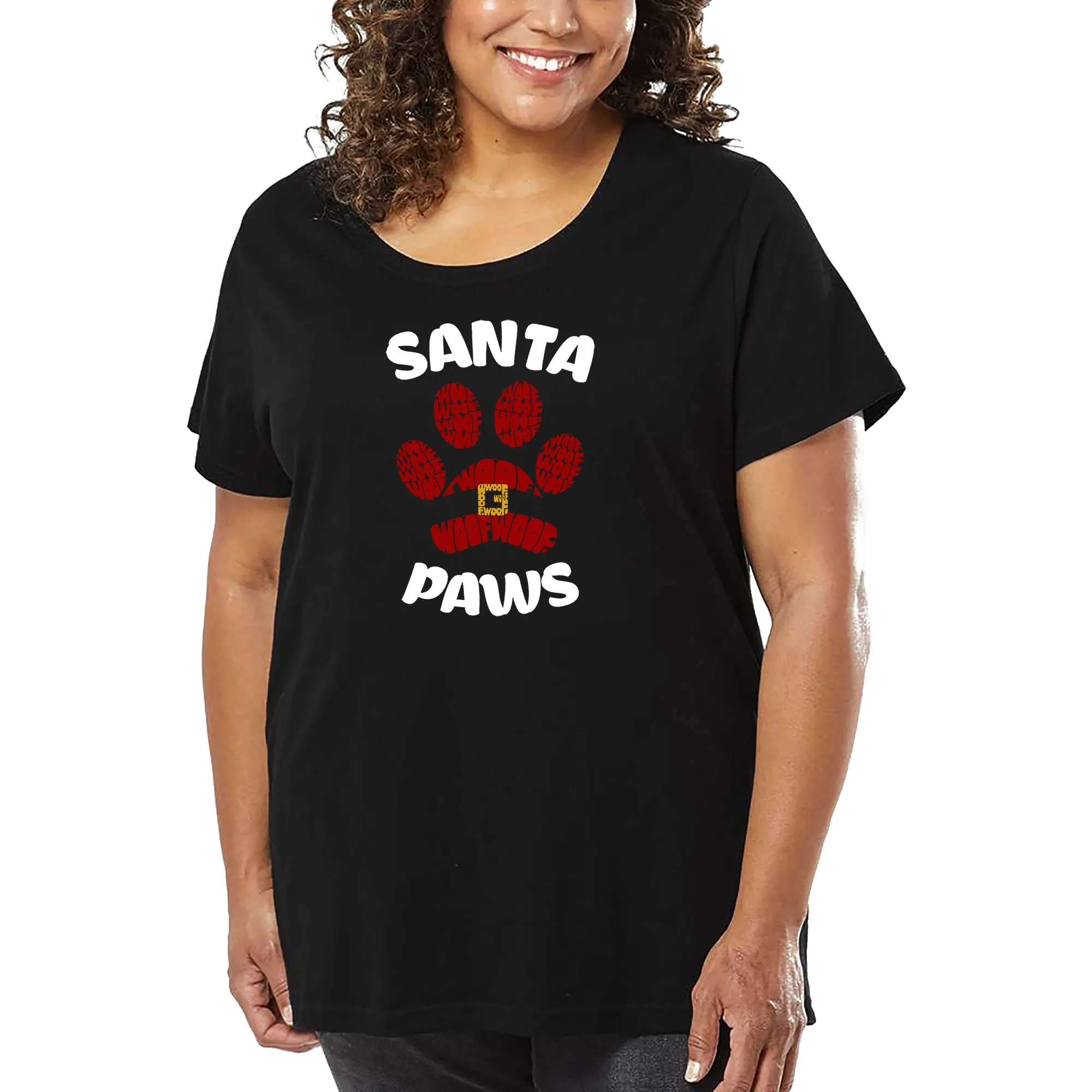 Santa Paws - Women's Plus Size Word Art T-Shirt sold by LA Pop Art