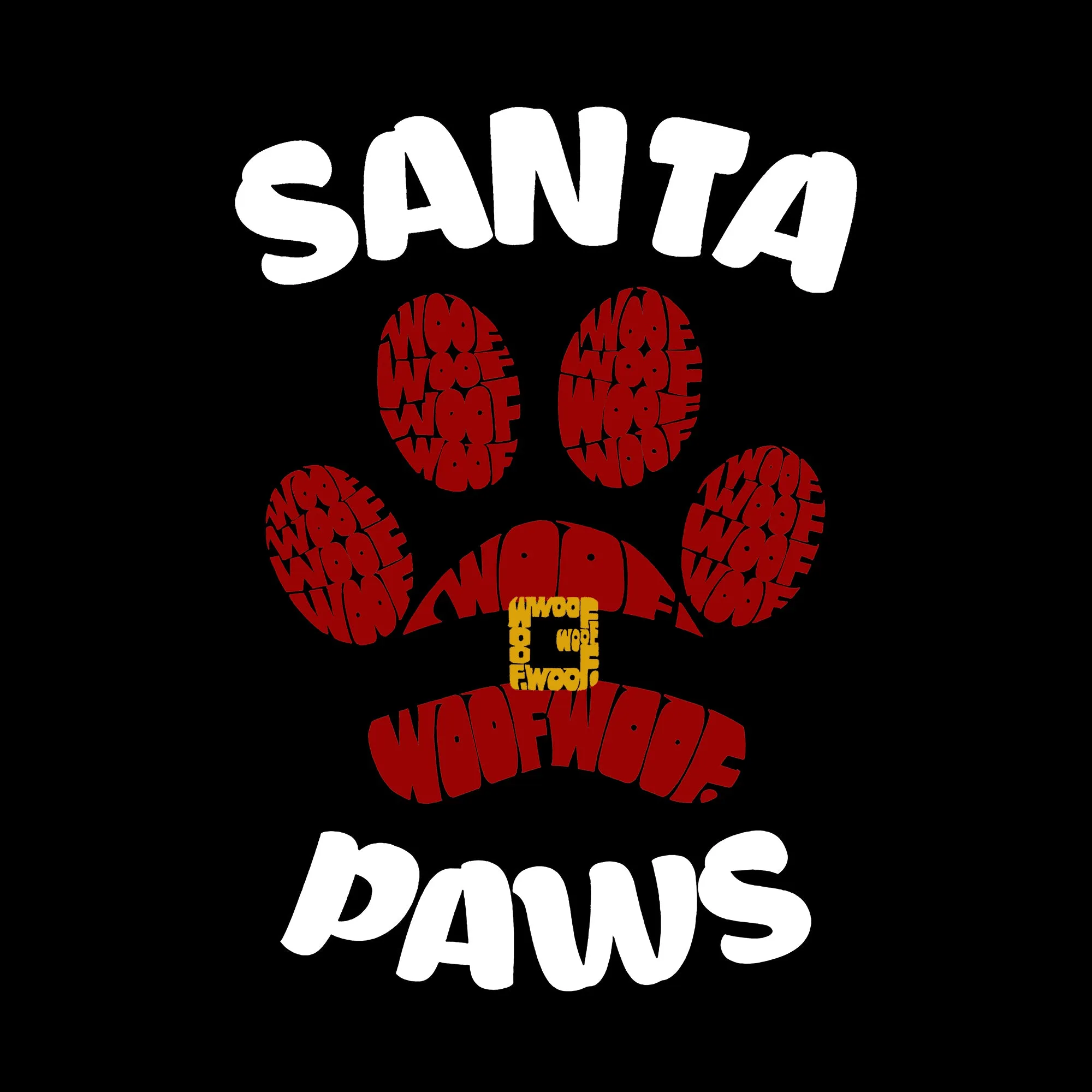 Santa Paws - Women's Plus Size Word Art T-Shirt sold by LA Pop Art product image thumbnail 2