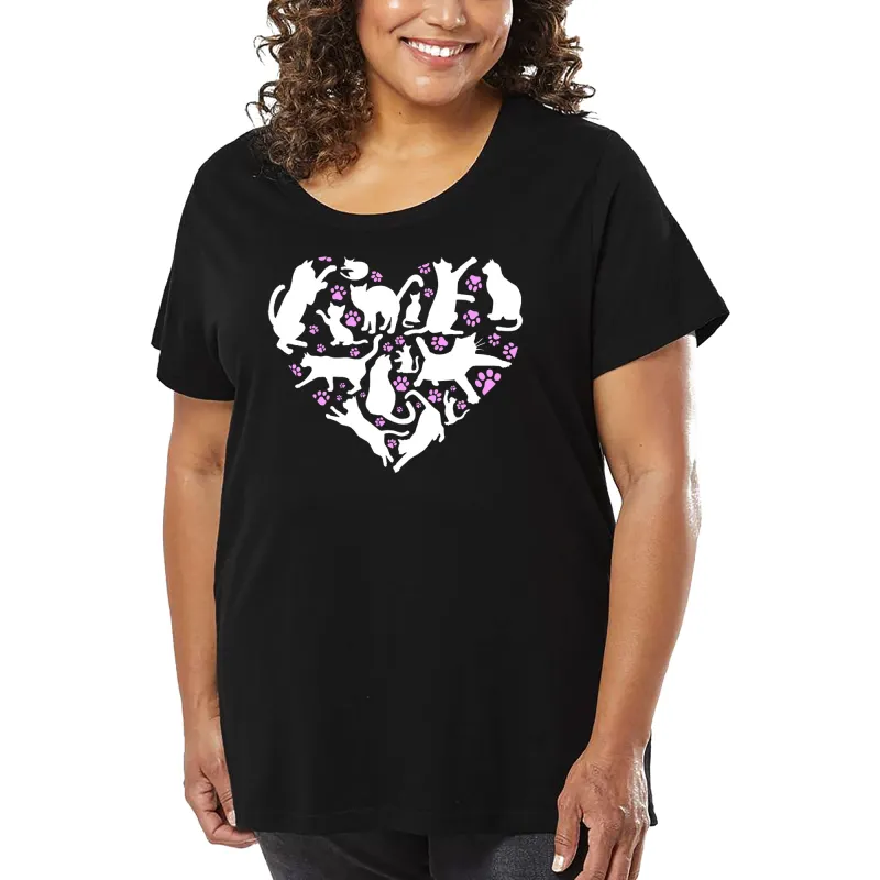 Cat Heart - Women's Plus Size Word Art T-Shirt sold by LA Pop Art