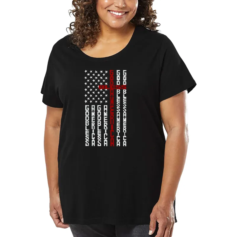 Cross Flag - Women's Plus Size Word Art T-Shirt sold by LA Pop Art