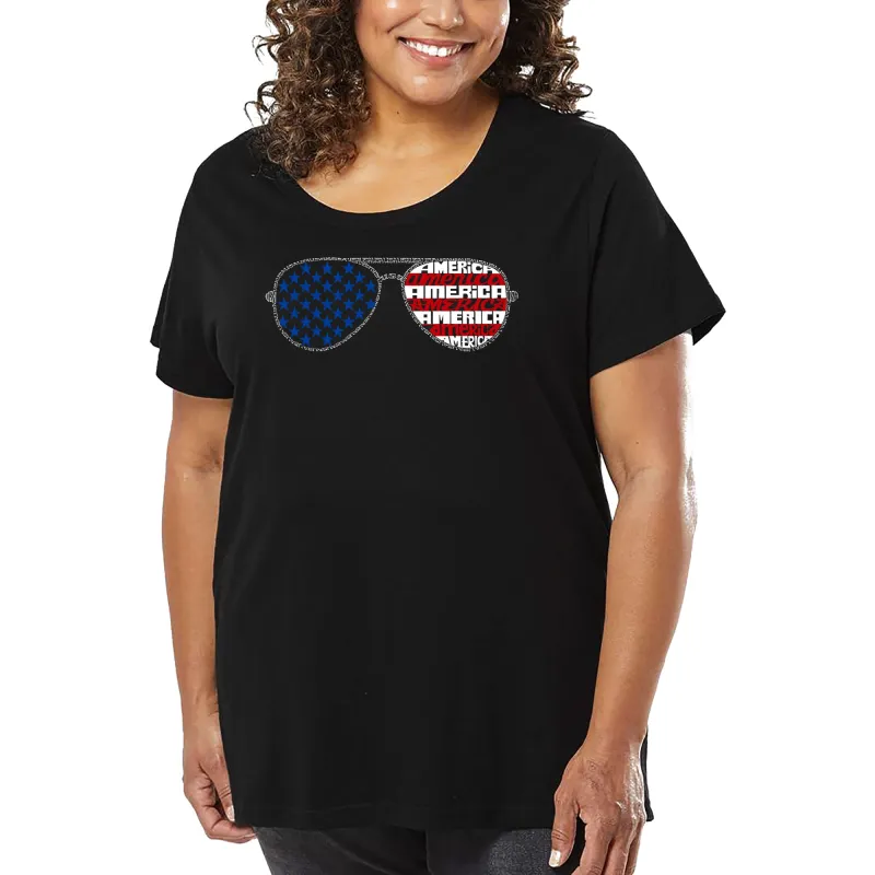 Americana Sunglasses - Women's Plus Size Word Art T-Shirt sold by LA Pop Art