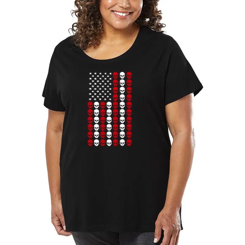 Skull Flag - Women's Plus Size Word Art T-Shirt sold by LA Pop Art