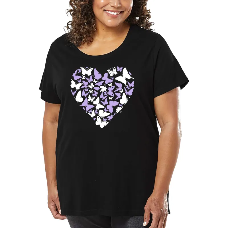 Butterfly Heart - Women's Plus Size Word Art T-Shirt sold by LA Pop Art