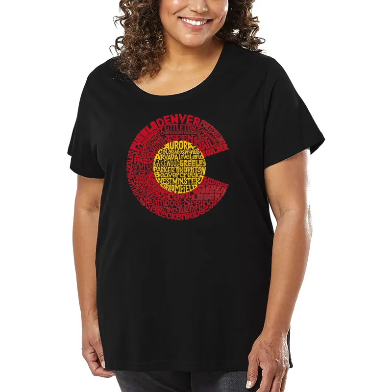 Women's Plus Size Word Art T-shirt - Colorado sold by LA Pop Art
