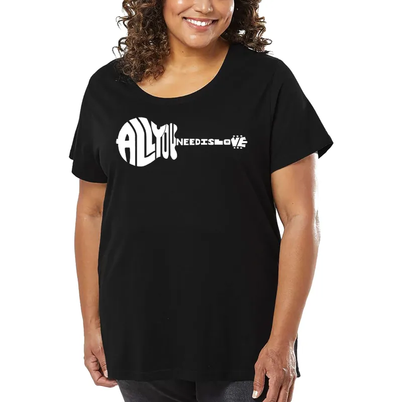 Women's Plus Size Word Art T-shirt - All You Need Is Love sold by LA Pop Art