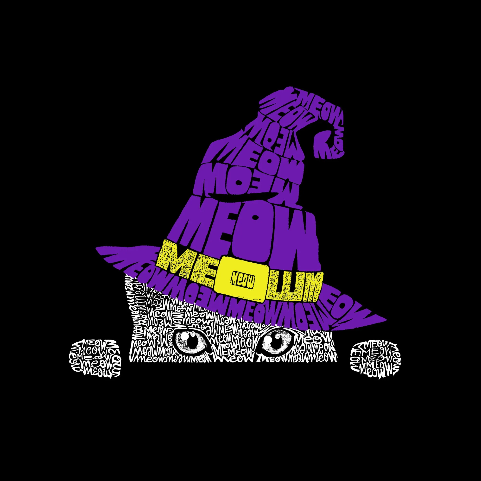 Peeking Witch Cat - Women's Plus Size Word Art T-Shirt sold by LA Pop Art product image thumbnail 2