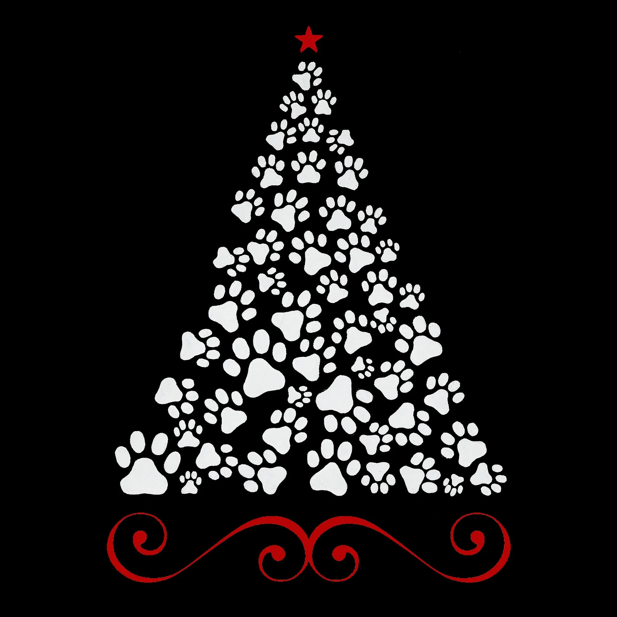 Paw Christmas Tree - Women's Plus Size Word Art T-Shirt sold by LA Pop Art product image thumbnail 2