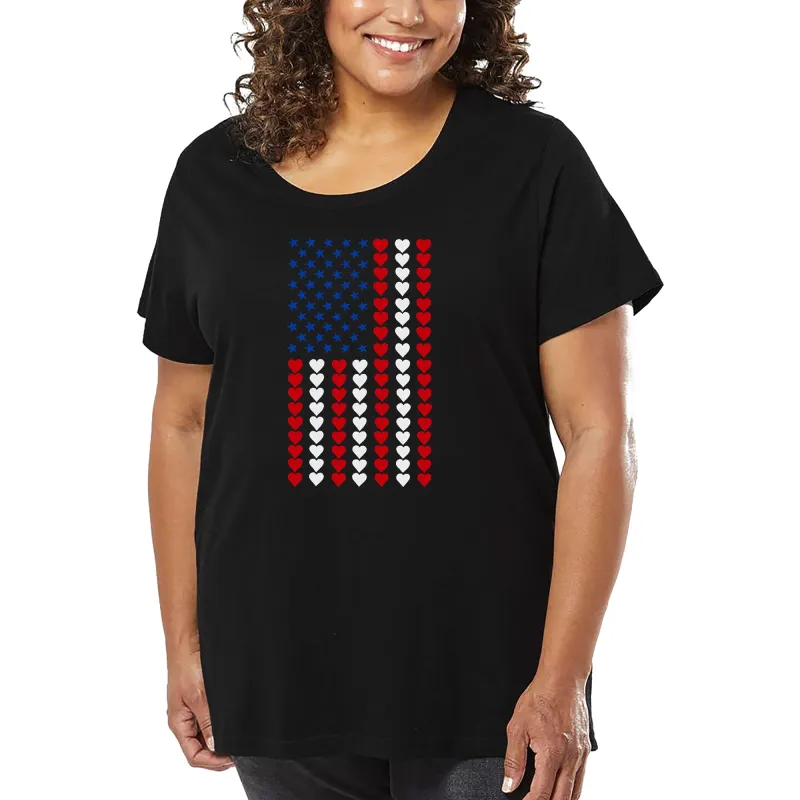 Heart Flag - Women's Plus Size Word Art T-Shirt sold by LA Pop Art