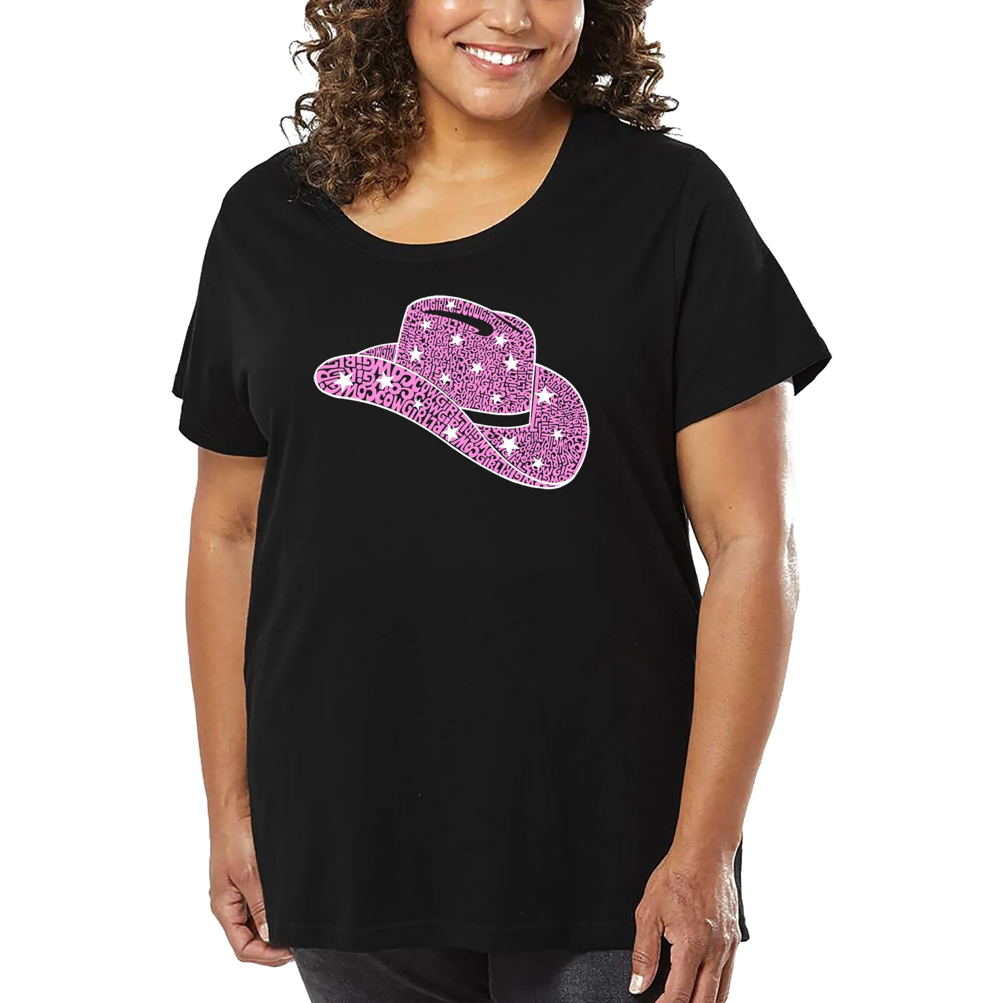 Cowgirl Hat - Women's Plus Size Word Art T-Shirt sold by LA Pop Art