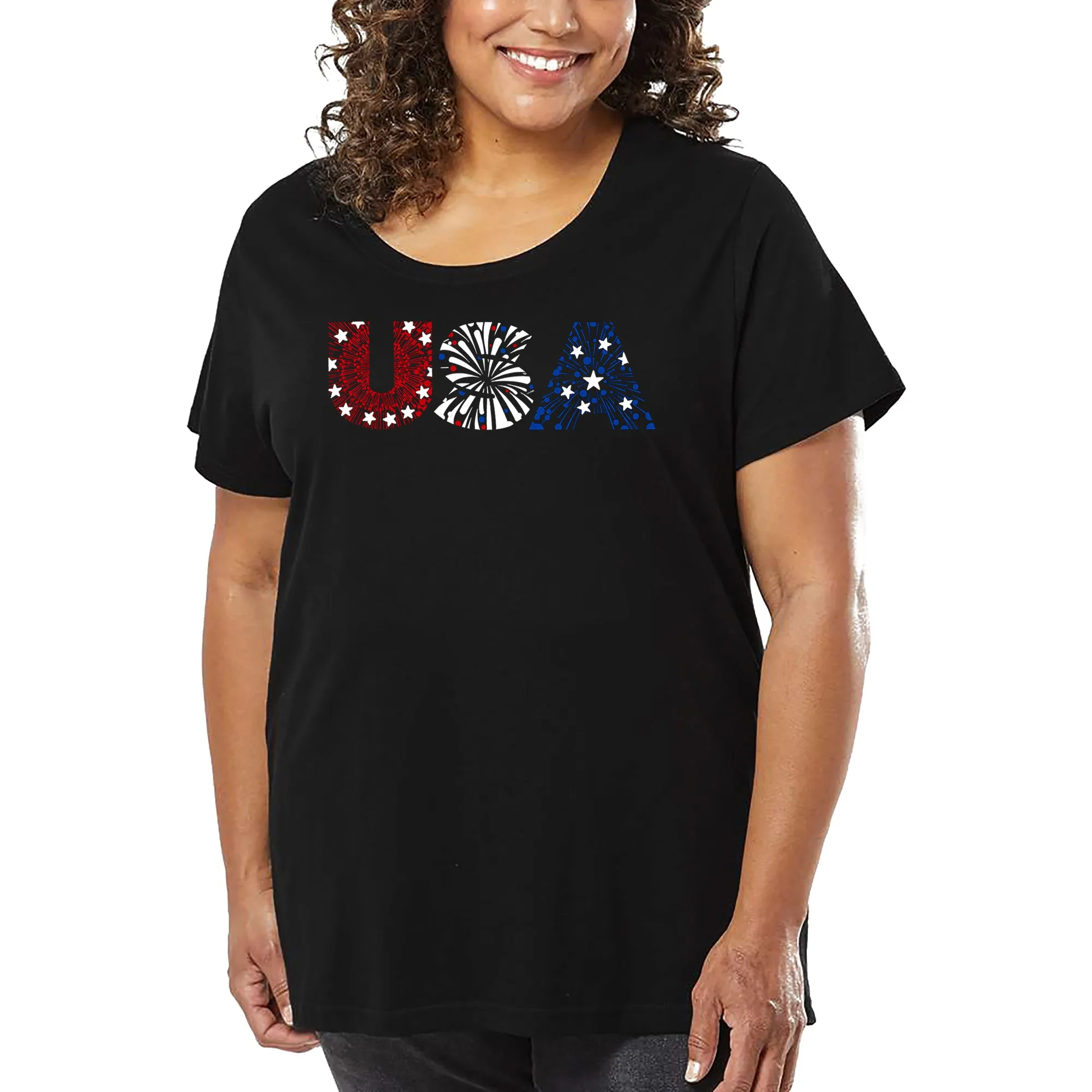 USA Fireworks - Women's Plus Size Word Art T-Shirt sold by LA Pop Art