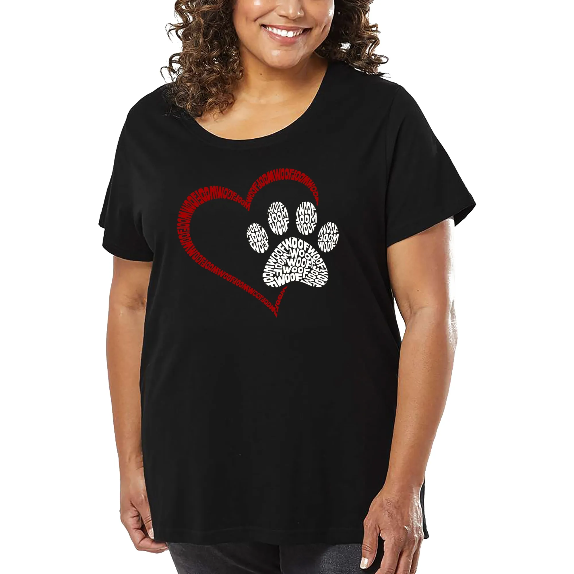 Paw Heart - Women's Plus Size Word Art T-Shirt sold by LA Pop Art