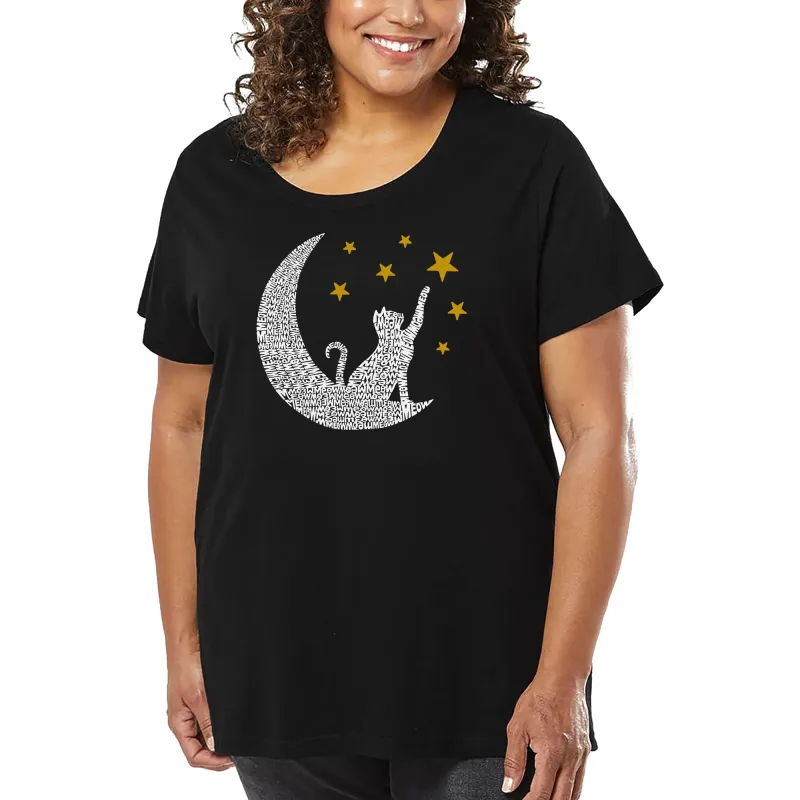 Cat Moon - Women's Plus Size Word Art T-Shirt sold by LA Pop Art