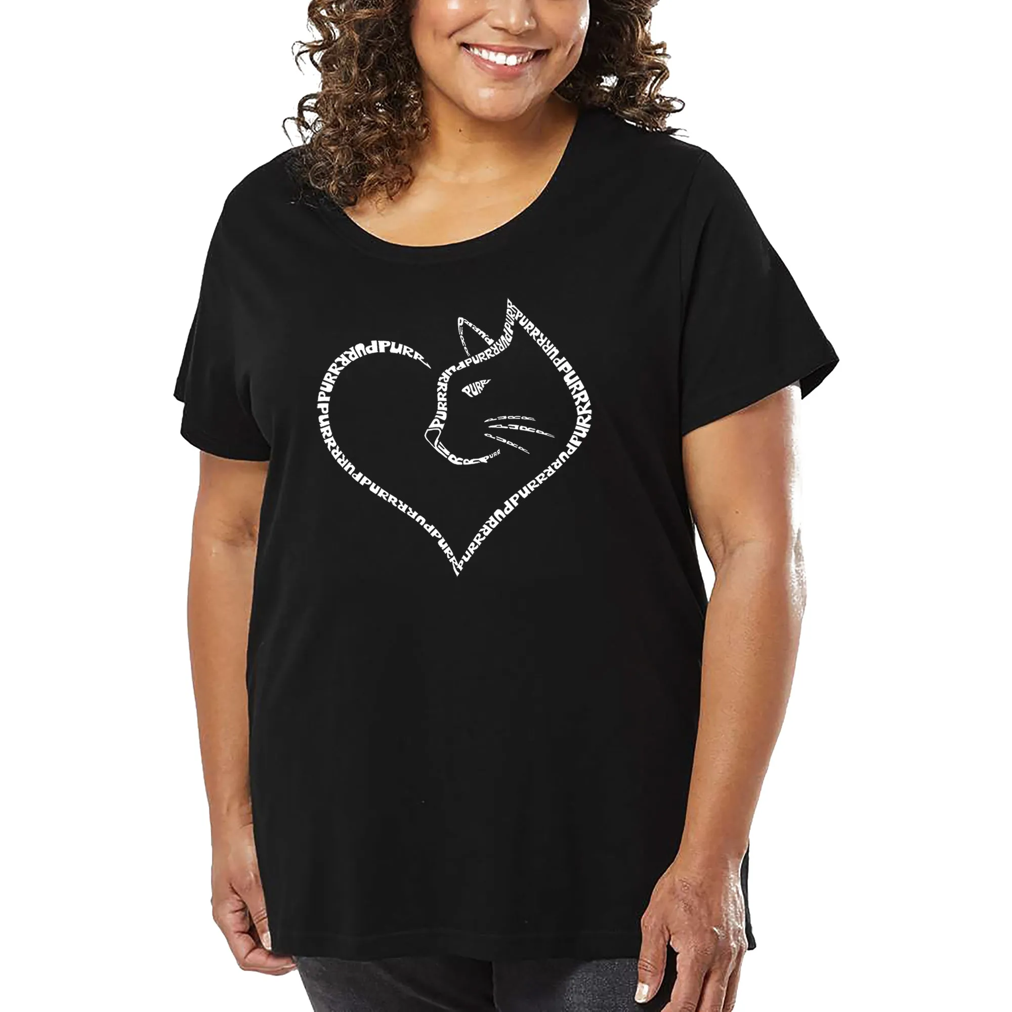 Cat Heart - Women's Plus Size Word Art T-Shirt sold by LA Pop Art
